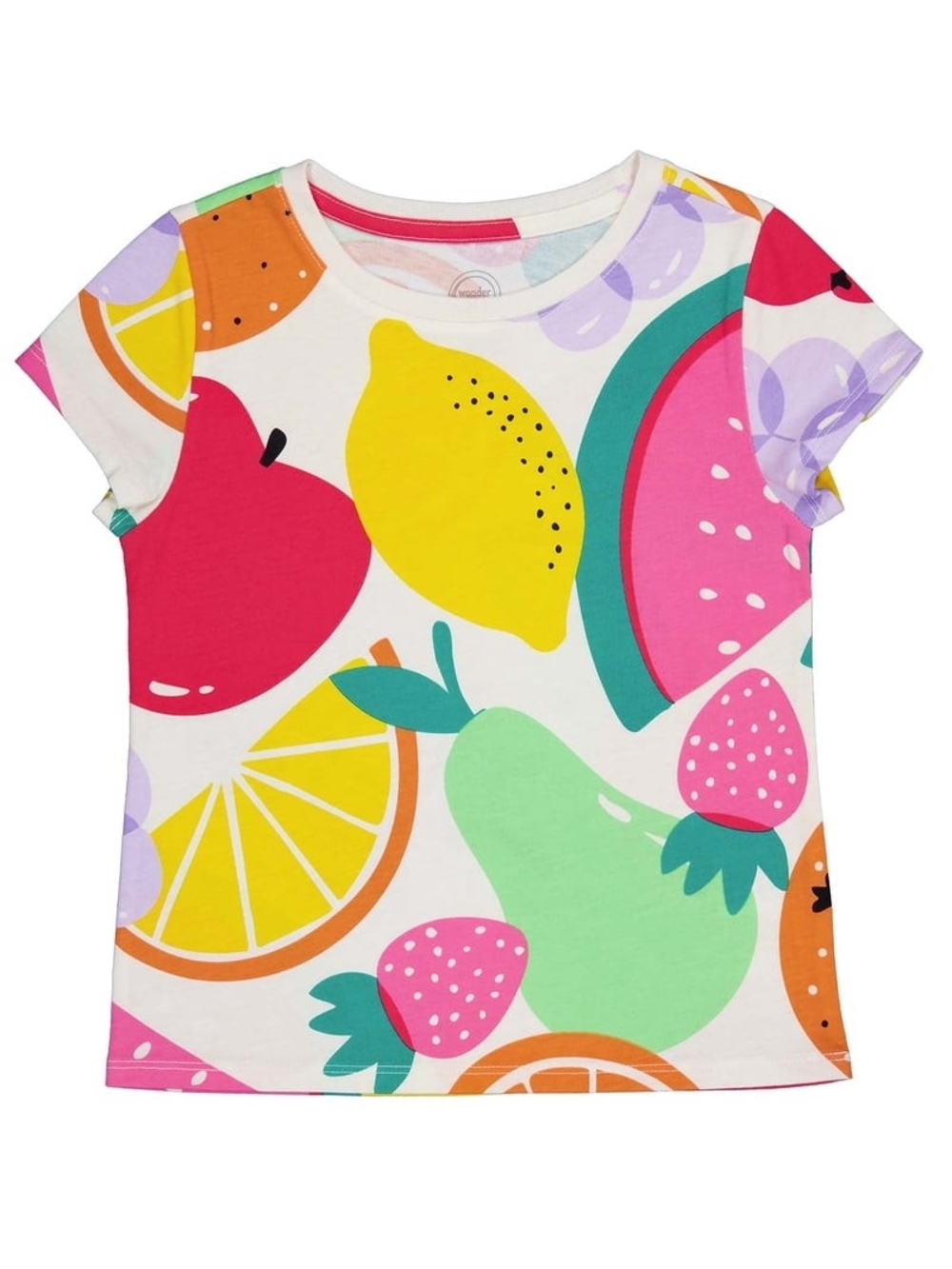 Girls' Fruit Print Short Sleeve Tee - White/Multi